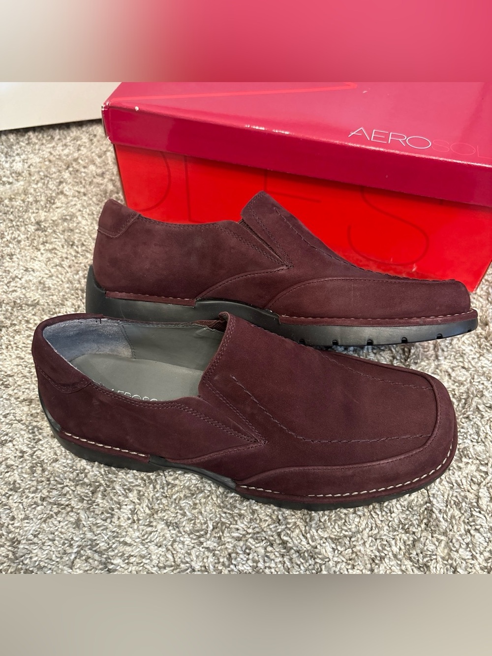 Aerosoles Burgundy Oxblood Nubuck Suede Slip-On Casual Loafers